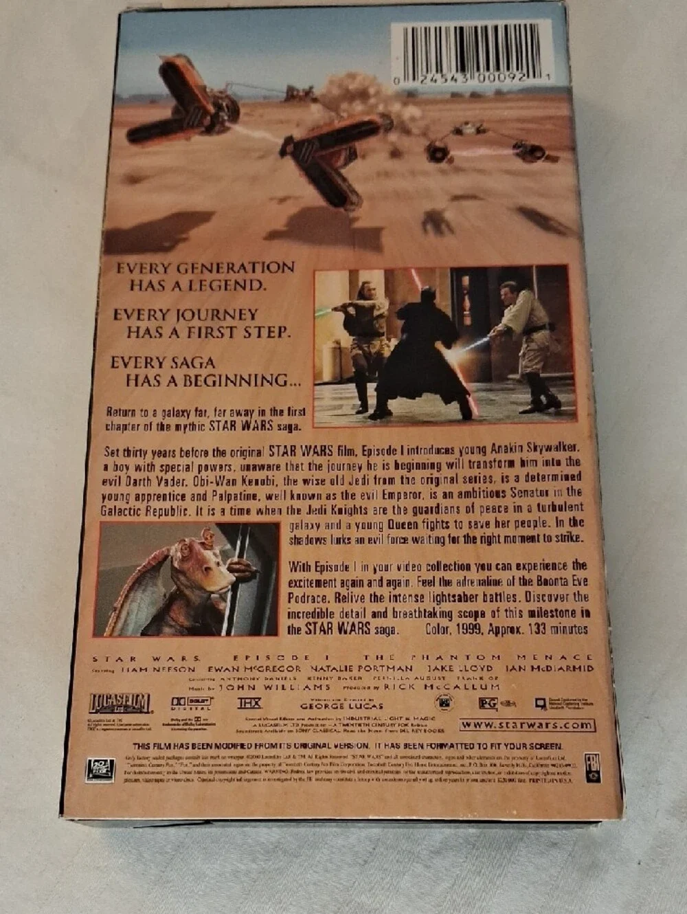 Star Wars: The Phantom Menace VHS Box - Black with Red/Gold Artwork